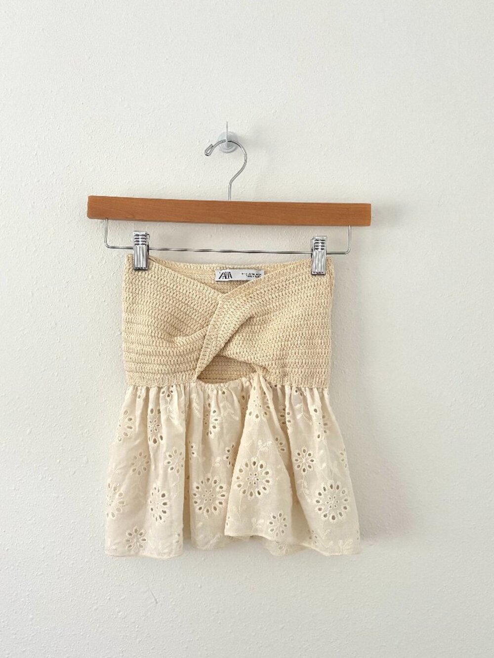 Crochet & Eyelet Strapless Top